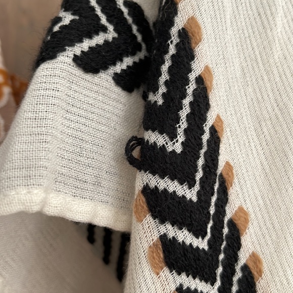 Light Airy Cream Colored Open Kimono with Black & Brown Embroidery (One Size) - Picture 7 of 7